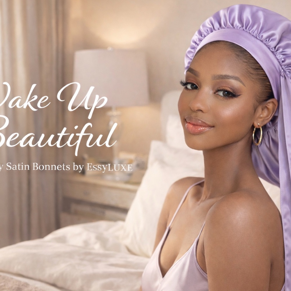 Purple Satin Hair Bonnet